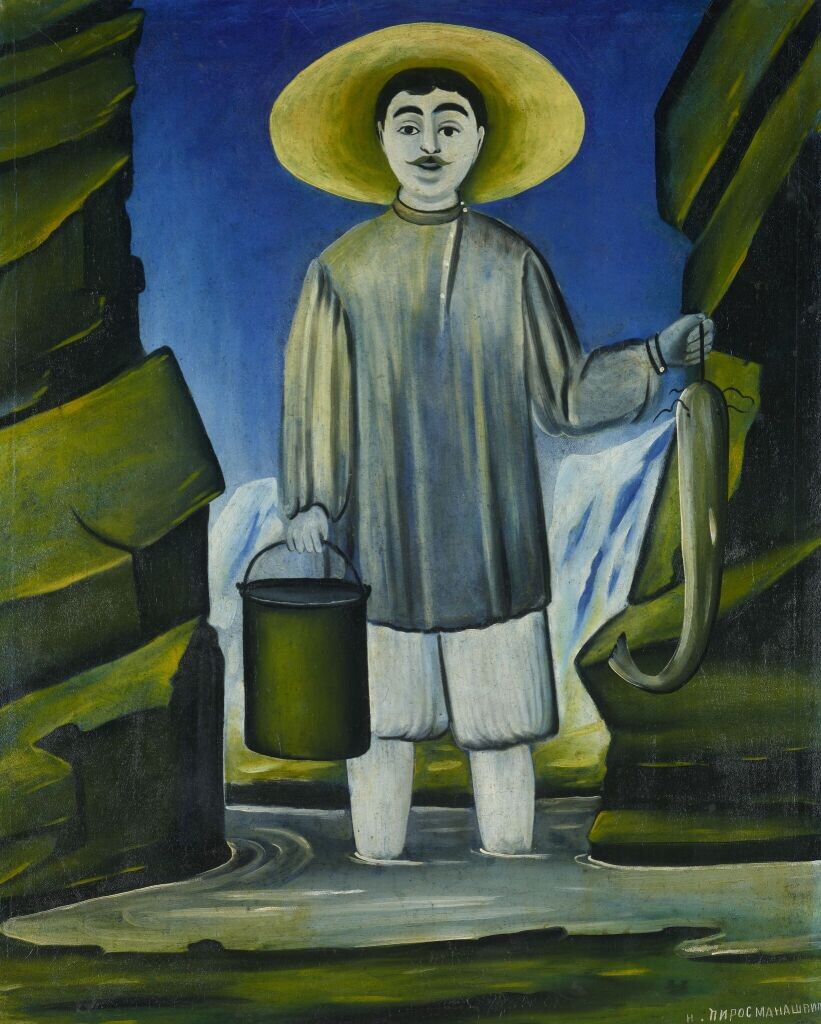 РЫБАК СРЕДИ СКАЛ. 1906. Худ.: Н. Пиросмани