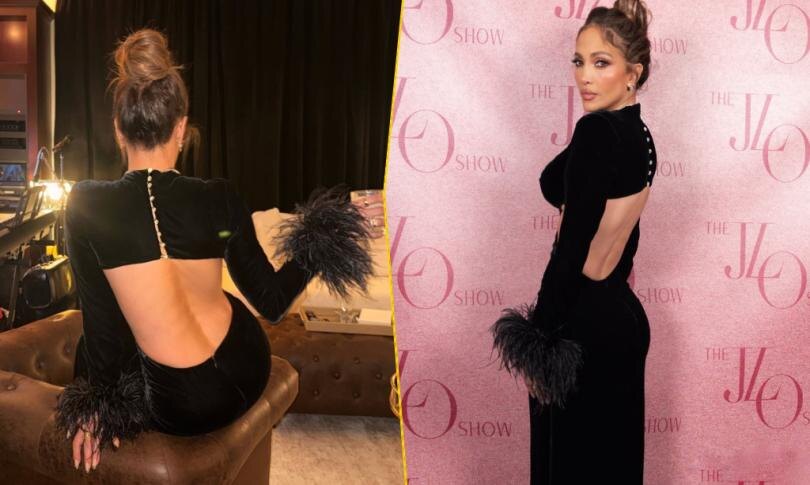    Источник: Социальные сети | Дженнифер Лопес выбрала лаконичное черное платье с открытой спиной на The JLo Show