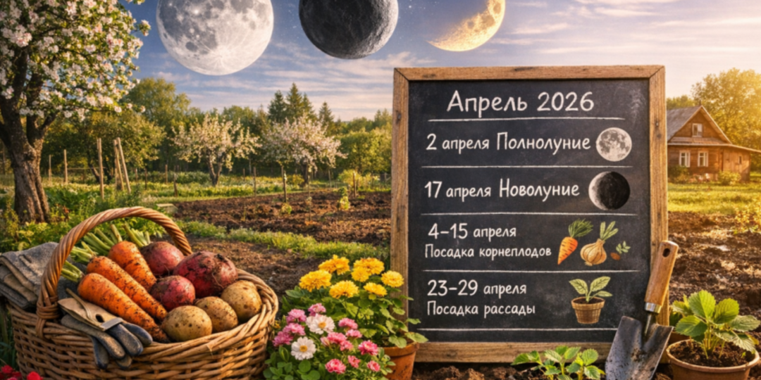 Апрель 2026: лунный календарь для садоводов и огородников — благоприятные дни для посадок и работ на участке