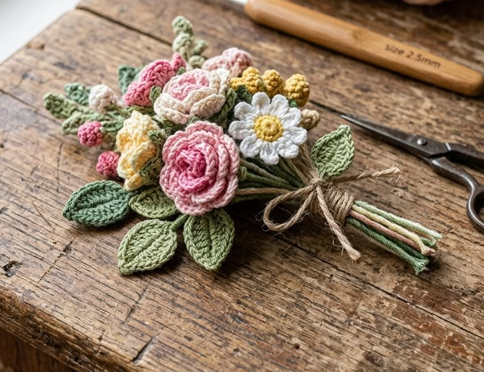 Вязаные брошки крючком