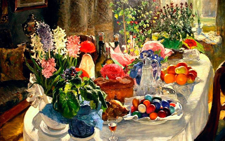 А.В.Маковский. Пасхальный стол. 1915-1916