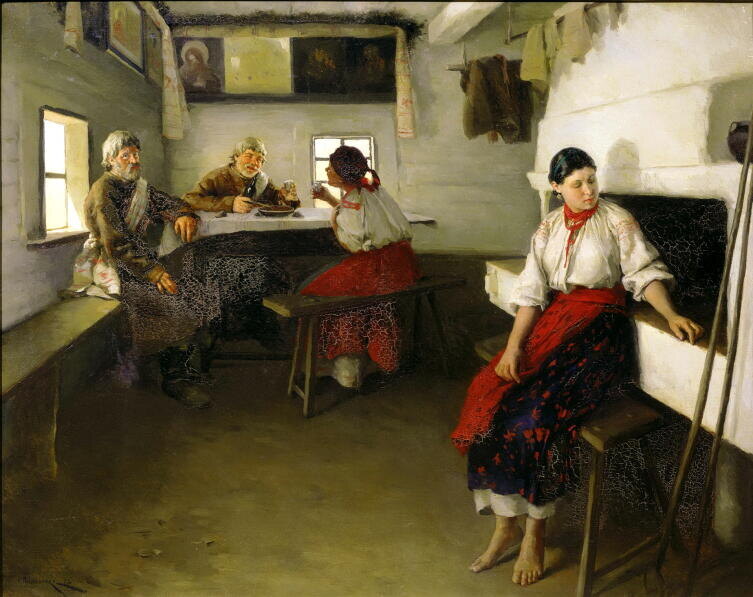    Красный угол в хате Николай Пимоненко, «Сваты», 1882 г., общественное достояние
