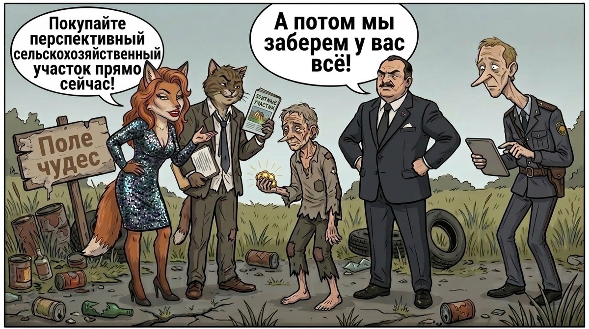 покупка участка категории "земли с/х назначения", о которой так любят умалчивать продавцы, называя участок чем угодно ("коттеджный посёлок", "у деревни" и т.п.) только не тем, чем он является на самом деле (брошенным полем), таит в себе много загадок и увлекательных квестов  