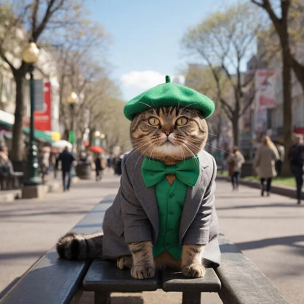 Мартовский кот по версии Гигачата, видимо работник Сбера, судя по цвету формы.