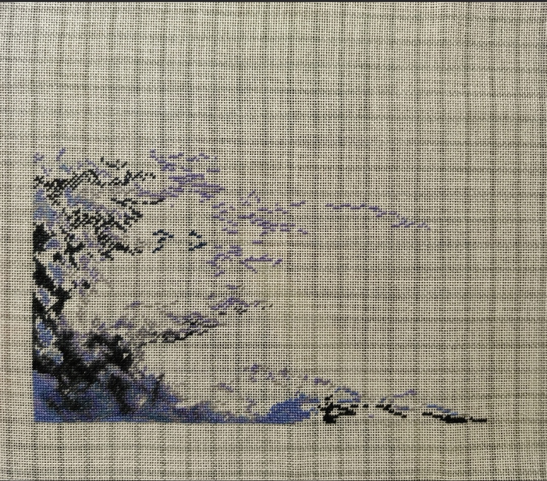 Так работа выглядела на начало месяца. На ней было вышито 4000 стежков