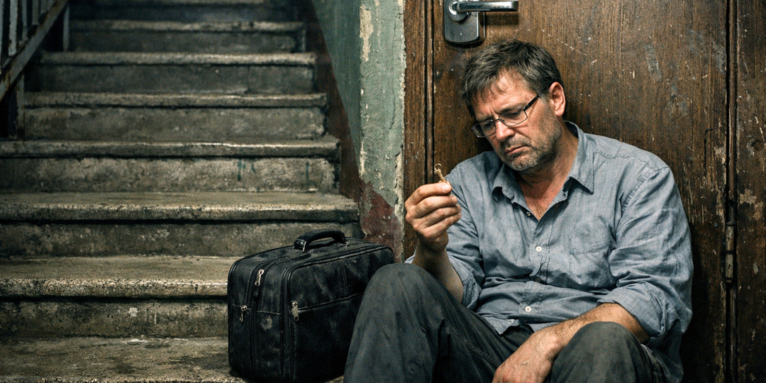 Сожительница сменила замок, пока он был у больной матери. Он узнал об этом на лестнице