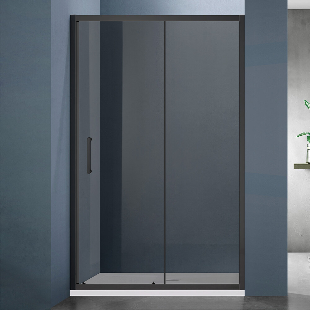 Душевое ограждение SANTREK AQUA Lea- DF-1000-Т-Matt Black 1000*1850 Прямое стекло Тонированное. 5мм, профиль Чёрный