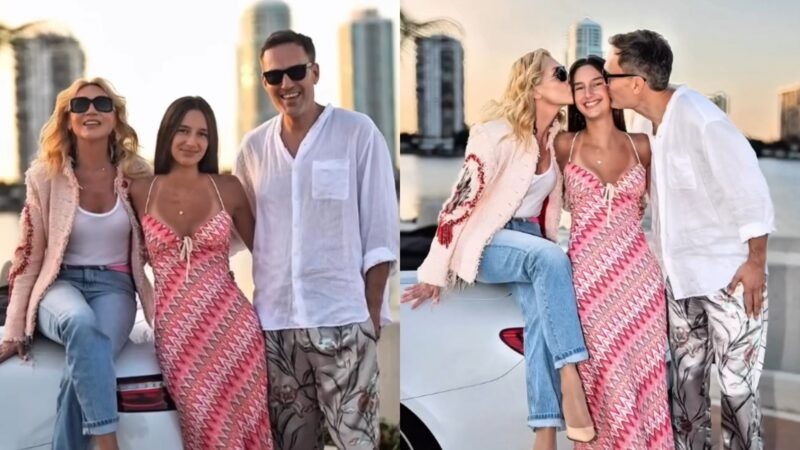    Четырнадцатилетняя Клавдия в эффектном образе рядом с роскошным кабриолетом