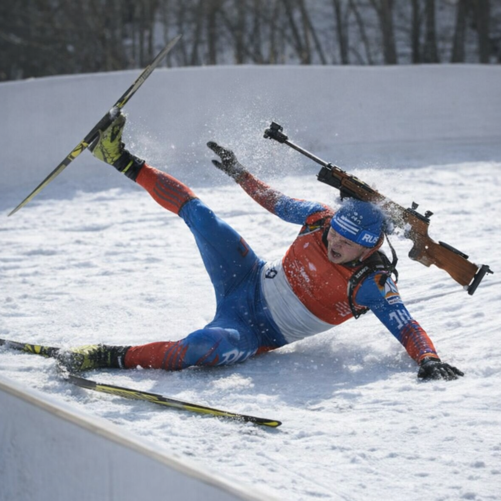 Падение Евгения Устюгова / фото сгенерировано ИИ