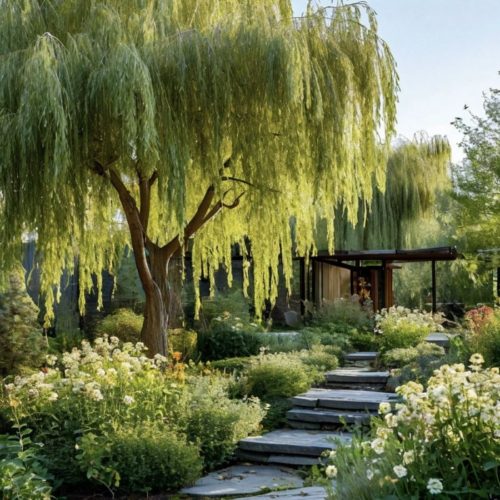 Плакучие формы и цветная листва — основа стильного сада