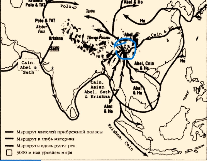 Карта миграций из книги Стивена Оппенгеймера "Изгнание из Эдема"