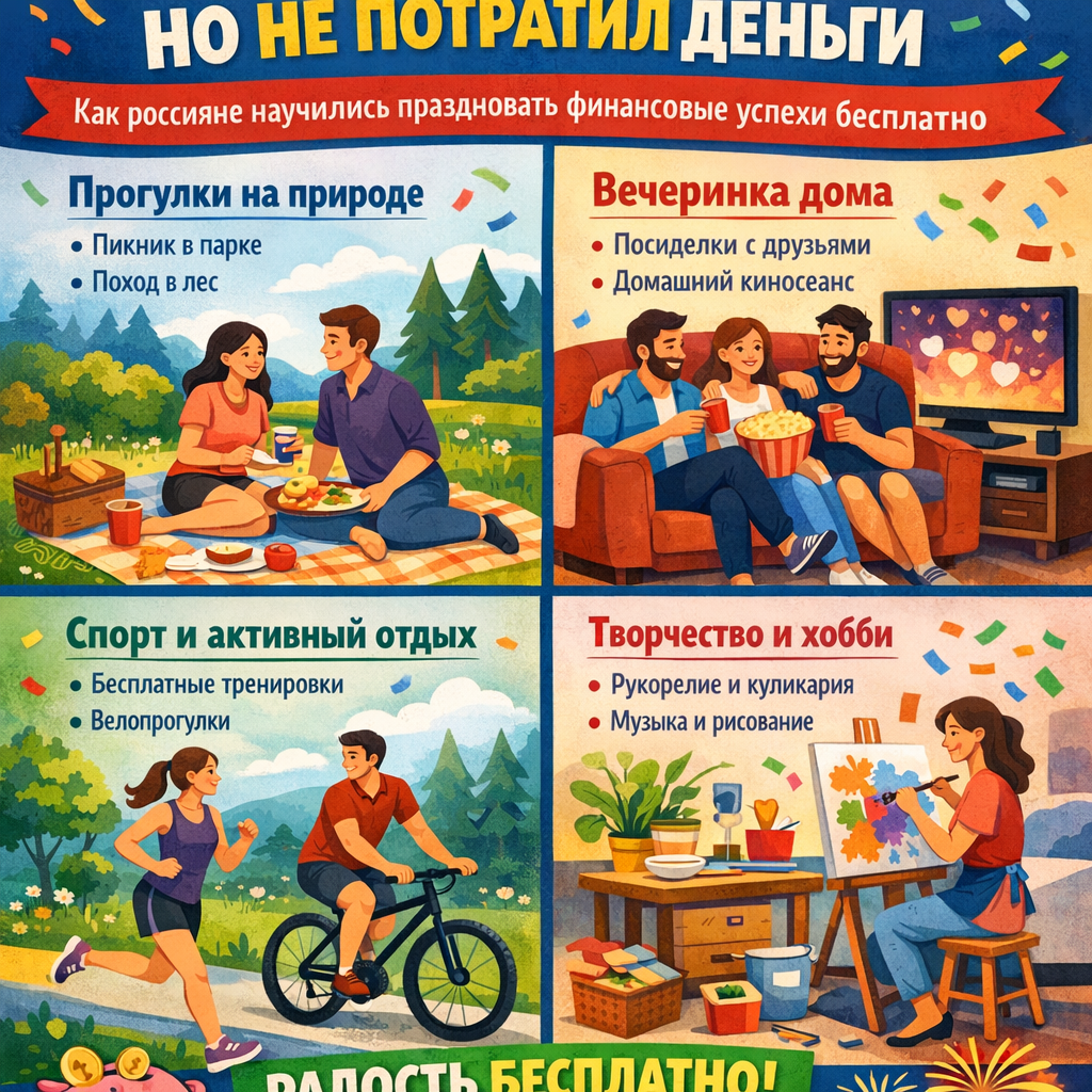 Заслужил победу, но не потратил деньги. Как россияне научились праздновать финансовые успехи бесплатно