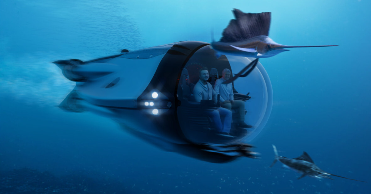    Внутри — акриловый купол с обзором почти 360°, запас хода 8 ч. от аккумулятора на 62 кВт·ч и защита жизнеобеспечения на 96 ч. на случай нештатной ситуации