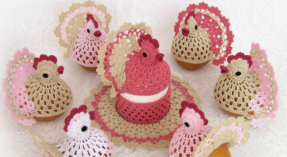 Пасхальные яйца, курочки, корзинки крючком - схемы и описания