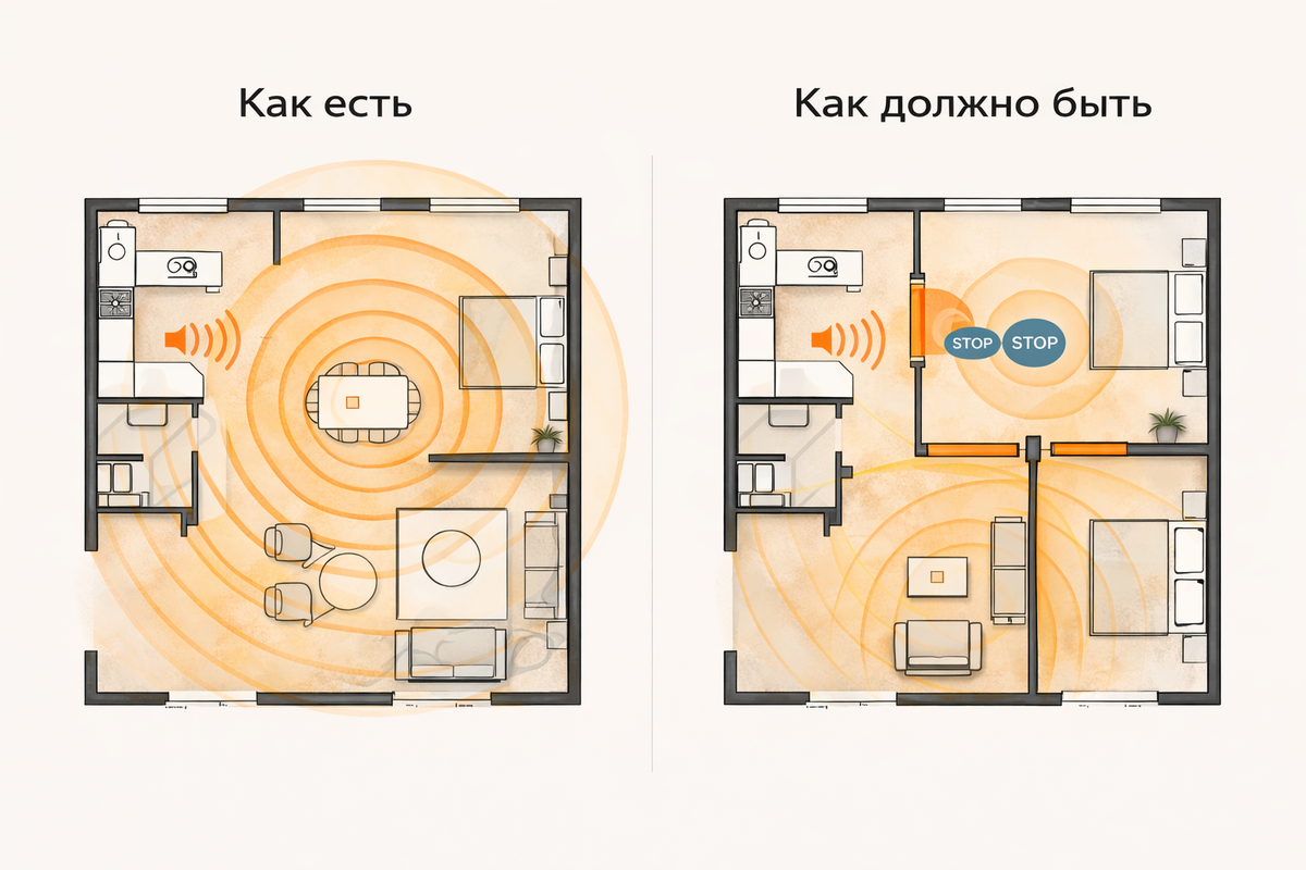 Открытая планировка без акустики = постоянный фоновый стресс