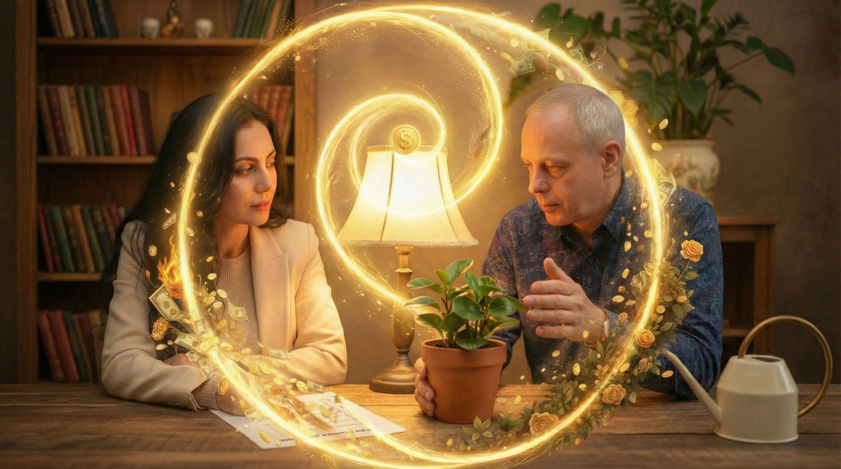 Мы уже давно целенаправленно ухаживаем за садом наших отношений, и видим: регулярные маленькие практики делают наш «циклон» стабильным, тёплым и денежно-плодородным.