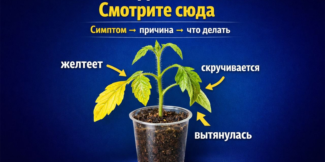 Рассада болеет? Смотрите сюда: симптом → причина → что делать