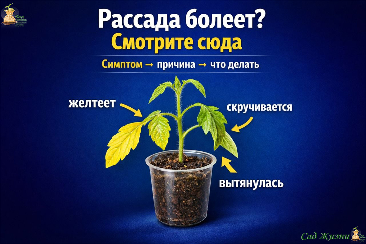 Рассада болеет? Смотрите сюда: симптом → причина → что делать
