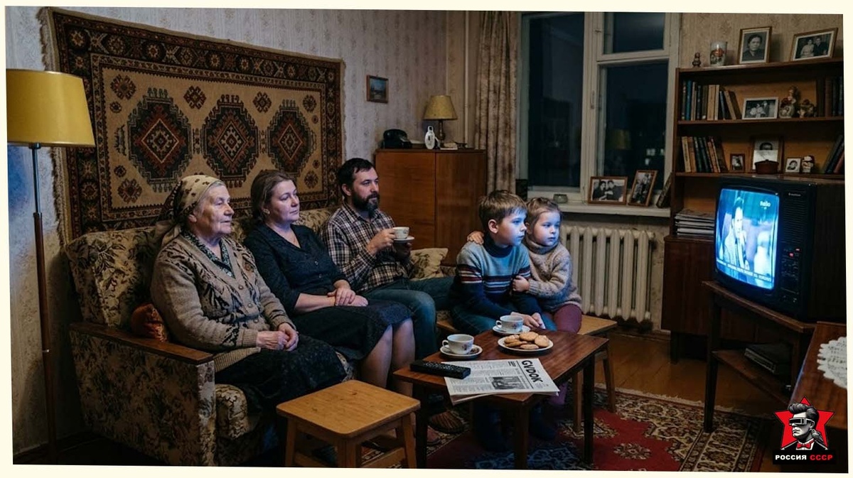 Семья смотрит тв