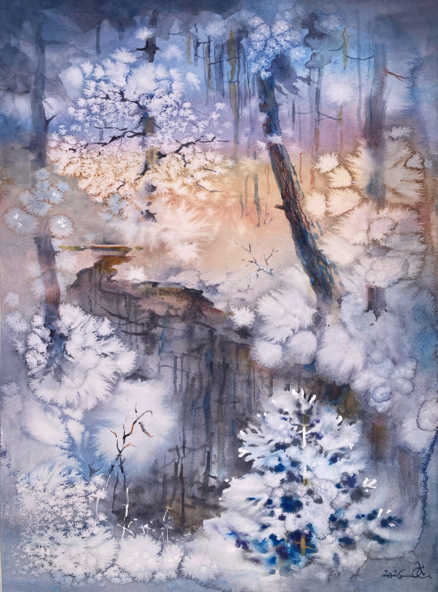 Лесной ручей. 38х28см.