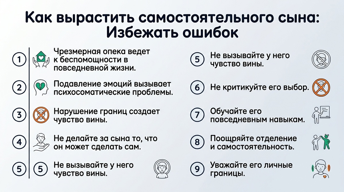 Как вырастить самостоятельного сына: избегайте ошибок  📷
