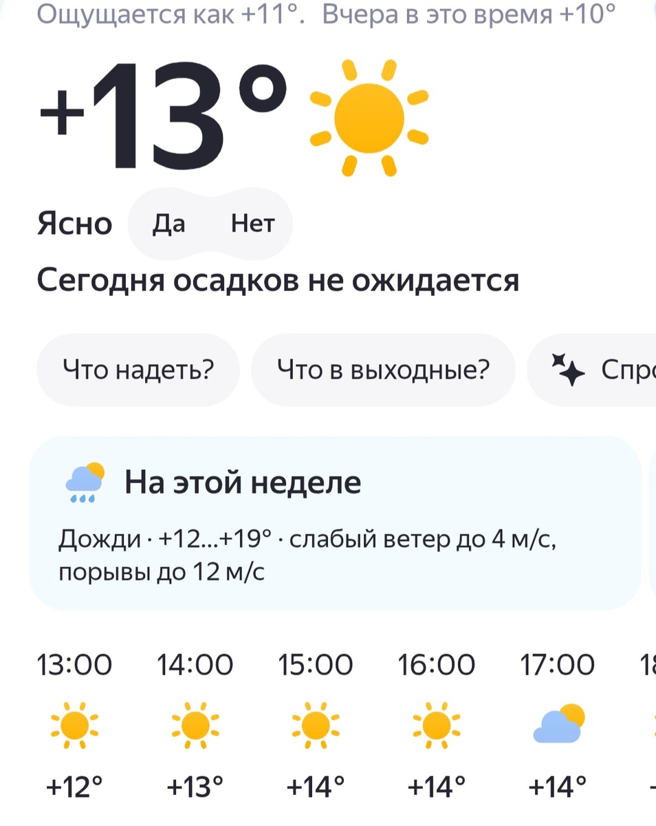 Скрин прогноза погоды