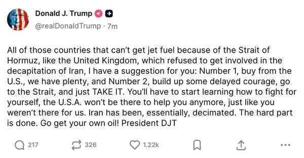 Трамп предложил союзникам самим бороться за свою нефть в Заливе, или покупать ее у США