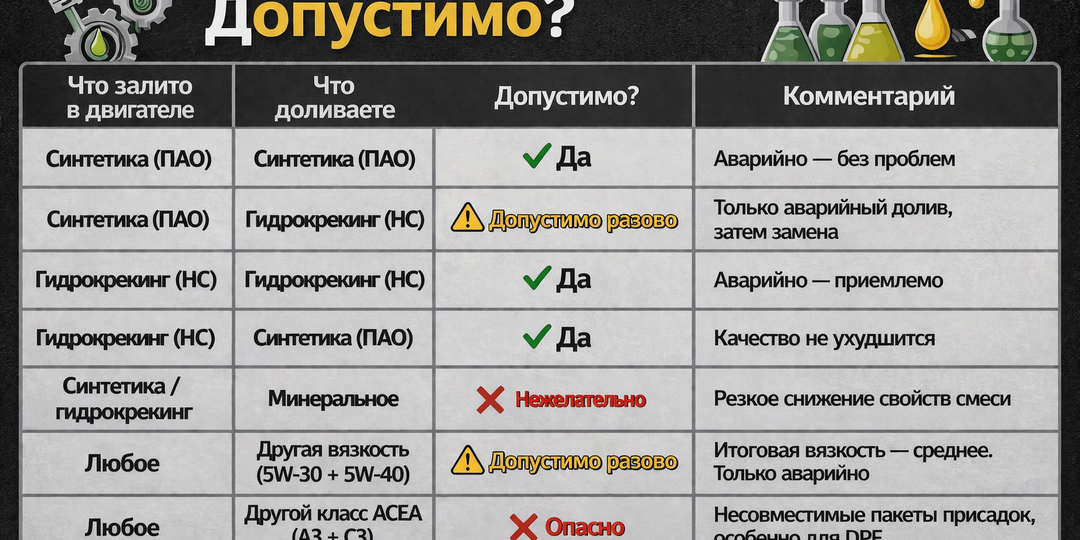 Можно ли смешивать моторные масла: честный ответ без паники