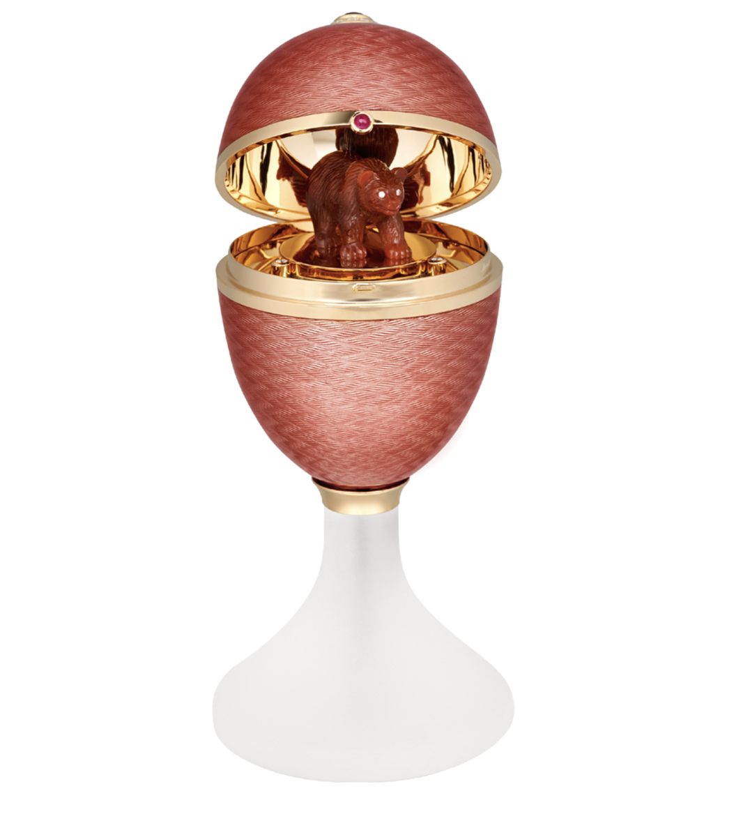 Cувенирное яйцо Mercury Enamel из желтого золота с эмалью, бриллиантами, рубинами 