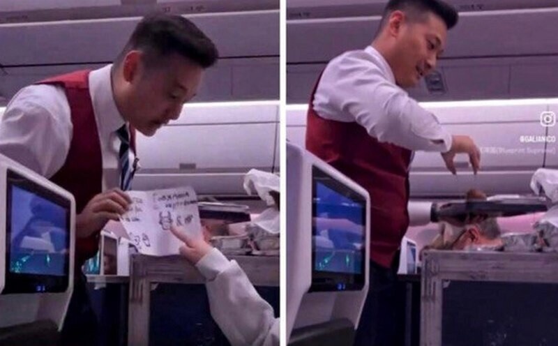    Курица или рыба: бортпроводник нарисовал меню для пассажиров, так как не знал язык