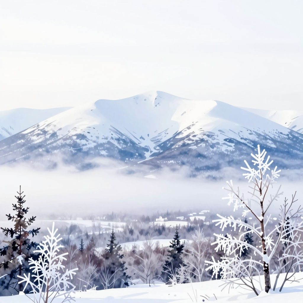 Хибины в Североморске зимой (Создано при помощи ИИ) 