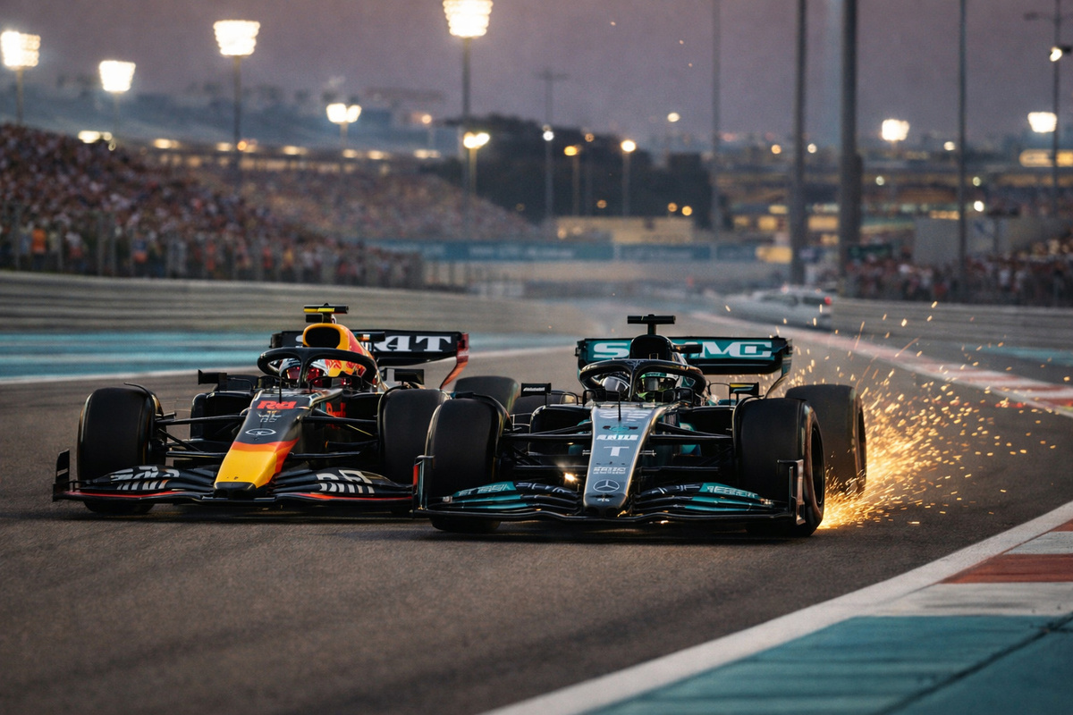 Афиша Формулы-1 в ОАЭ с видом на трассу и болельщиков