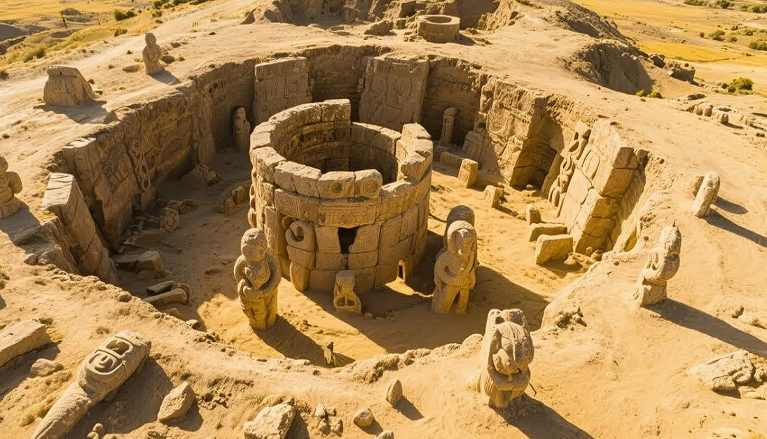 *Гёбекли-Тепе (тур. Göbekli Tepe — «Пузатый холм») — археологический памятник эпохи докерамического неолита, мегалитический культовый комплекс. Расположен в 8 километрах к северо-востоку от города Шанлыурфа в регионе Юго-Восточная Анатолия (Турция). 
Возраст оценивается до 12 000 лет, ориентировочно датируется по меньшей мере 9-м тысячелетием до нашей эры.