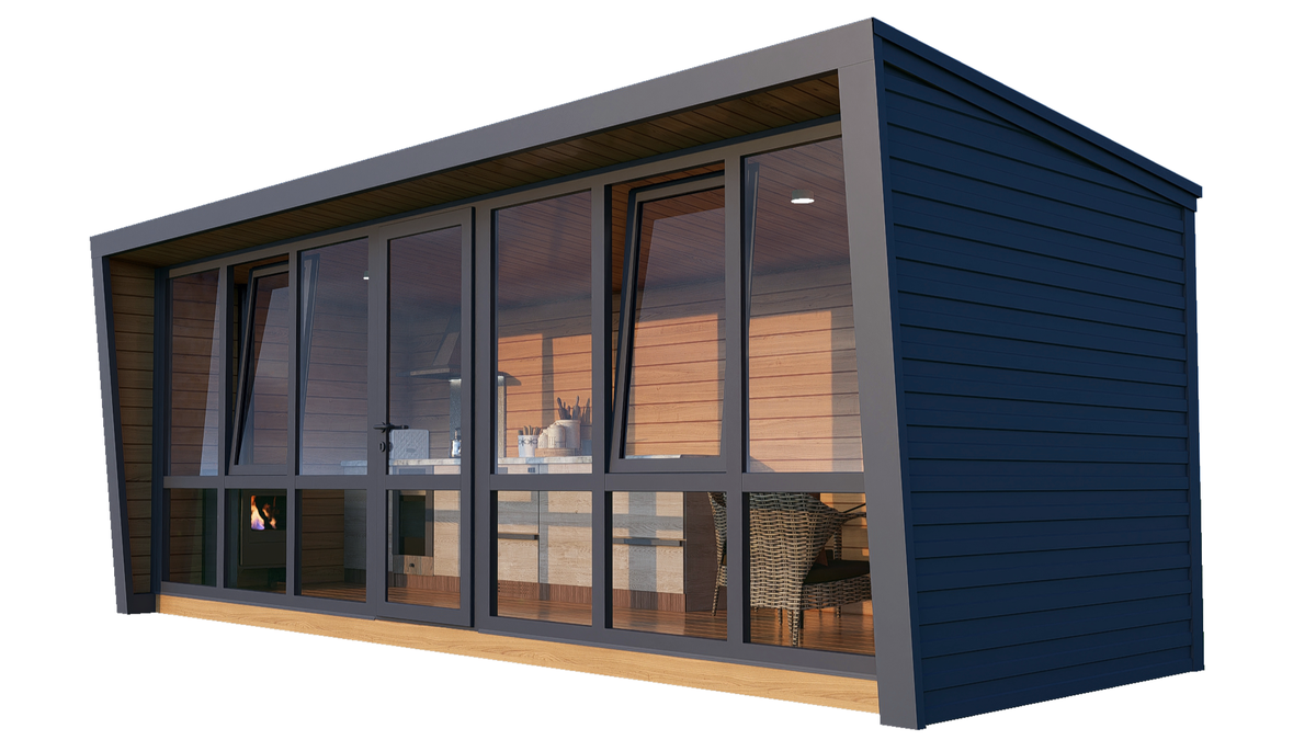 Летняя кухня с входом со стороны панорамного остекления