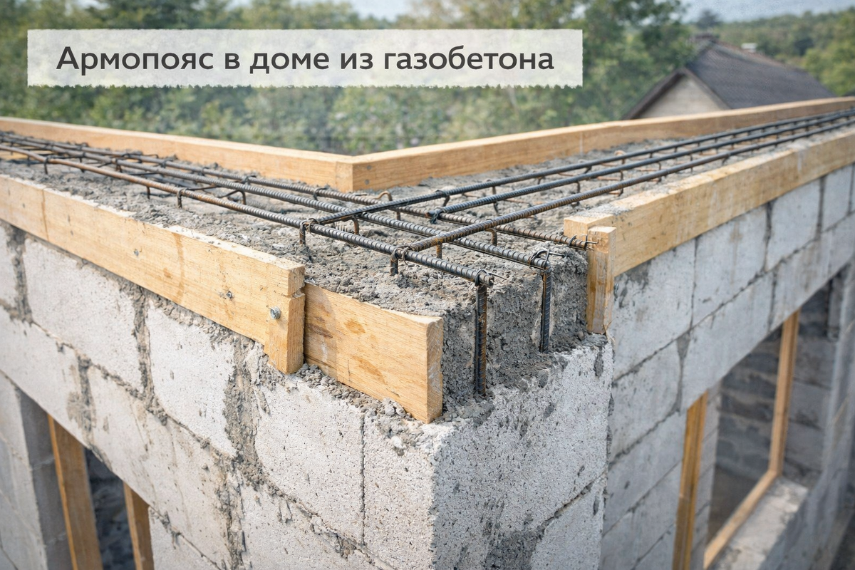 Армопояс в доме из газобетона