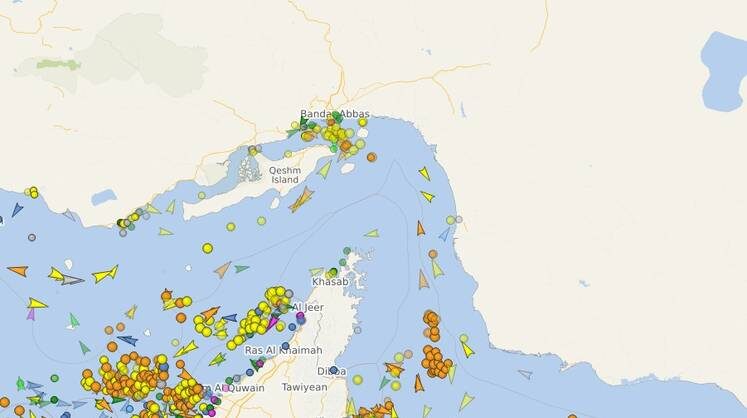    vesselfinder.com В Ормузе явно пустовато, скопление судов на севере - это иранский порт, много судов заперто в Заливе (скрин на 19 ч. мск 31.01.26)