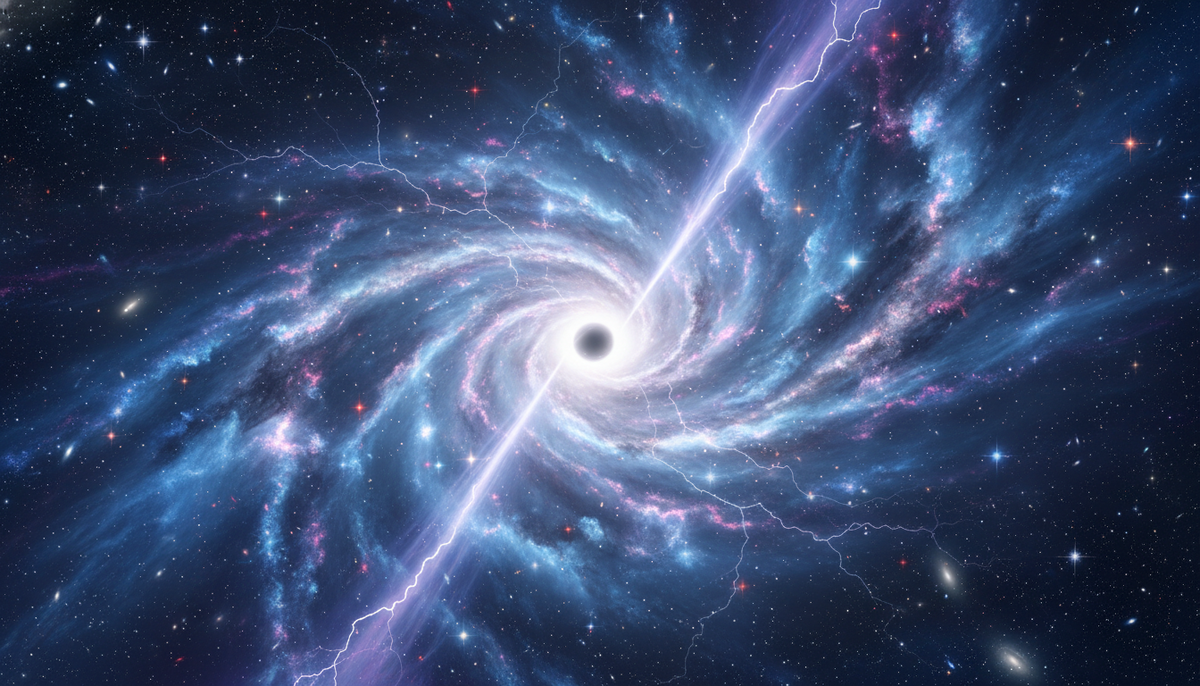 На изображении гроза в центре галактики две линии уходящие от центра называются джеты