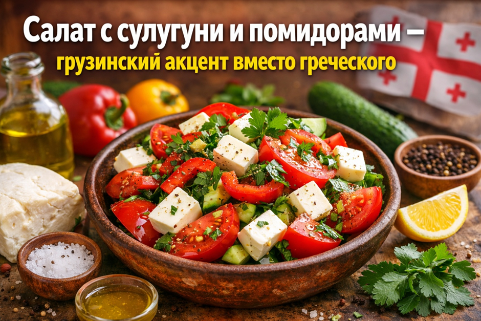 Салат с сулугуни и помидорами