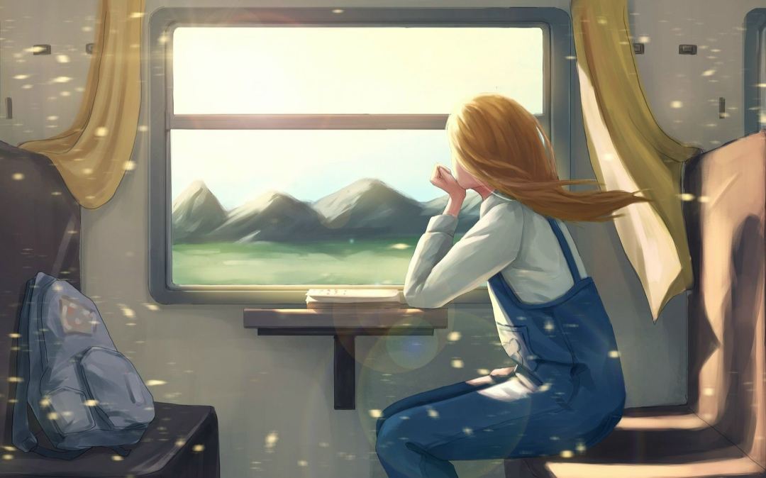 Весенняя картинка, внешнее соответствие моему чтению в поезде стремится к нулю.