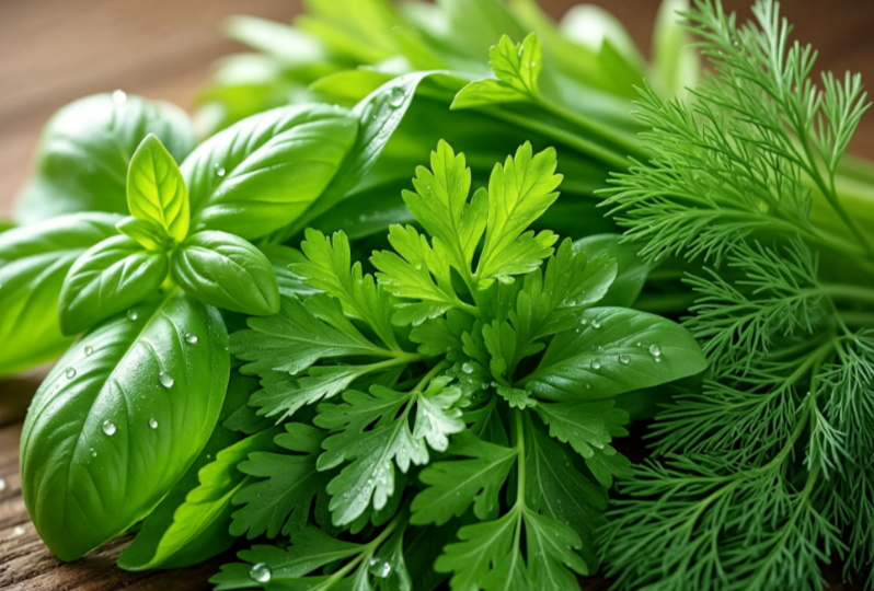 Зелень и пряные травы: срезка утром, сушка в тени или заморозка для сохранения аромата