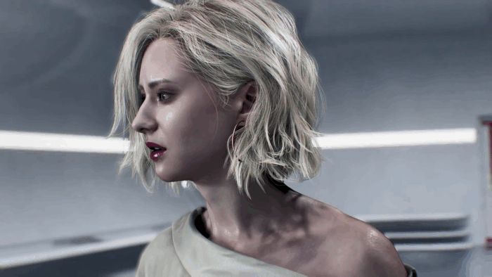 Gif картинка "Грейс замечает уставшего Леона"