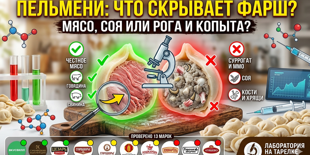 Мясо, соя или рога и копыта? Отправляем под микроскоп 13 популярных марок пельменей