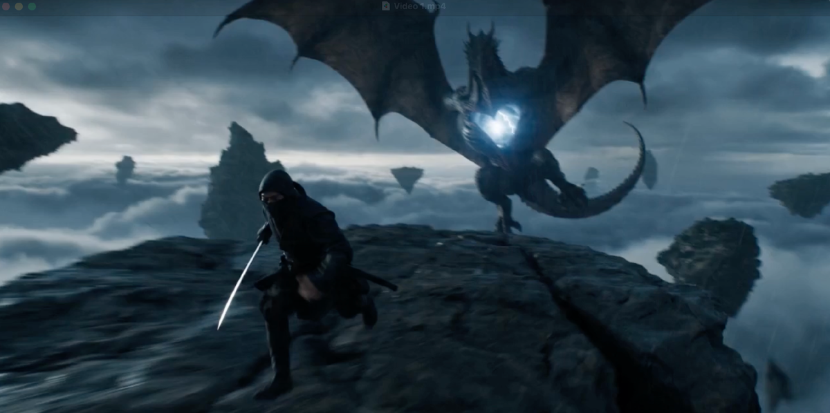 Промпт: A surreal battlefield in the air: floating rocky islands drift in a thunderstorm, clouds churning below like an ocean. A masked ronin dashes across the floating platforms, followed by a colossal winged beast whose chest is a vortex of storm clouds and lightning. The camera races between the islands, struggling to keep up as rocks tilt, spin, and collapse beneath their feet. Each flap of wings sends shockwaves through the air, shaking the frame and sending debris and rain directly into the viewer's face. A rapid handheld shot captures the ronin leaping across impossible gaps, his sword arcing through the darkness. The final shot shows the camera swooping down behind him as he leaps from the last collapsing rock, riding a bolt of lightning directly into the monster's chest vortex for a desperate final blow, detonating the storm from within and clearing the sky in a blinding flash.

