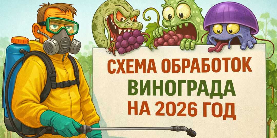 🍇 2026. Пошаговая схема ПРОФИЛАКТИЧЕСКИХ ОБРАБОТОК ВИНОГРАДА от болезней и вредителей на сезон.