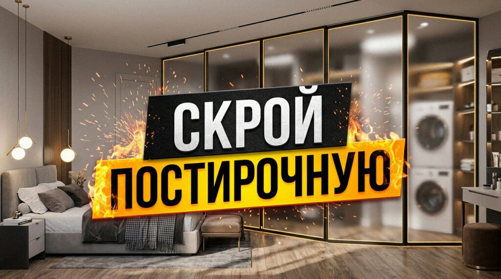    Пример грамотного обустройства зоны для стирки и хранения вещей. GarderobSystem