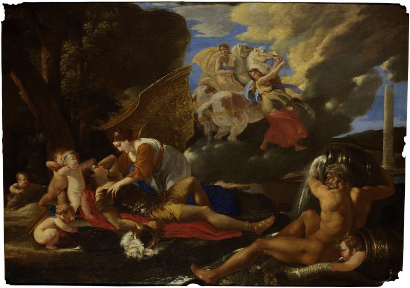 Никола Пуссен (1594–1665) «Ринальдо и Армида», 1620-е годы. Холст, масло. Размеры: 95x133 см. ГМИИ им. А.С. Пушкина. Фото картины взято из открытого источника.