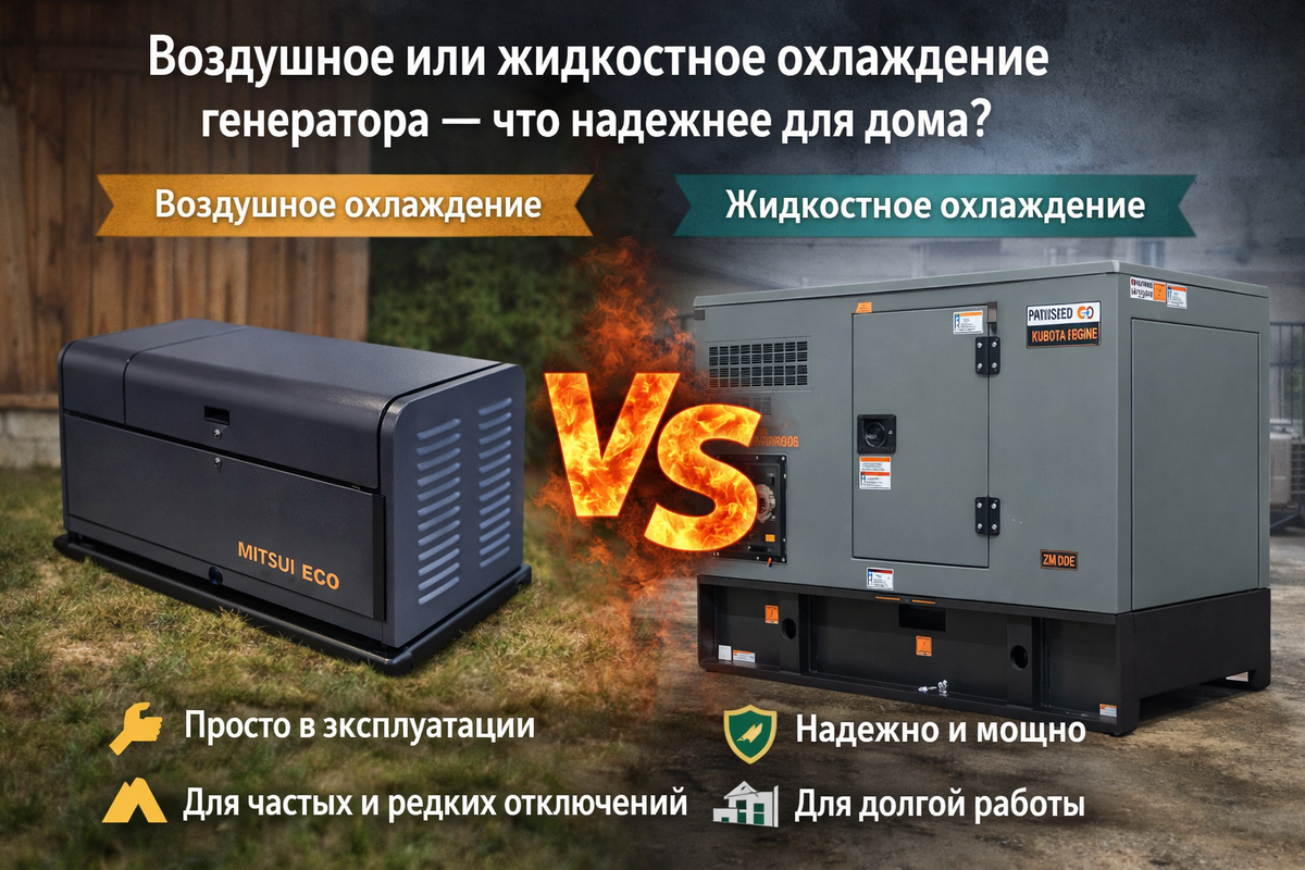 С каким тиом охлаждения выбрать генератор длч дома?