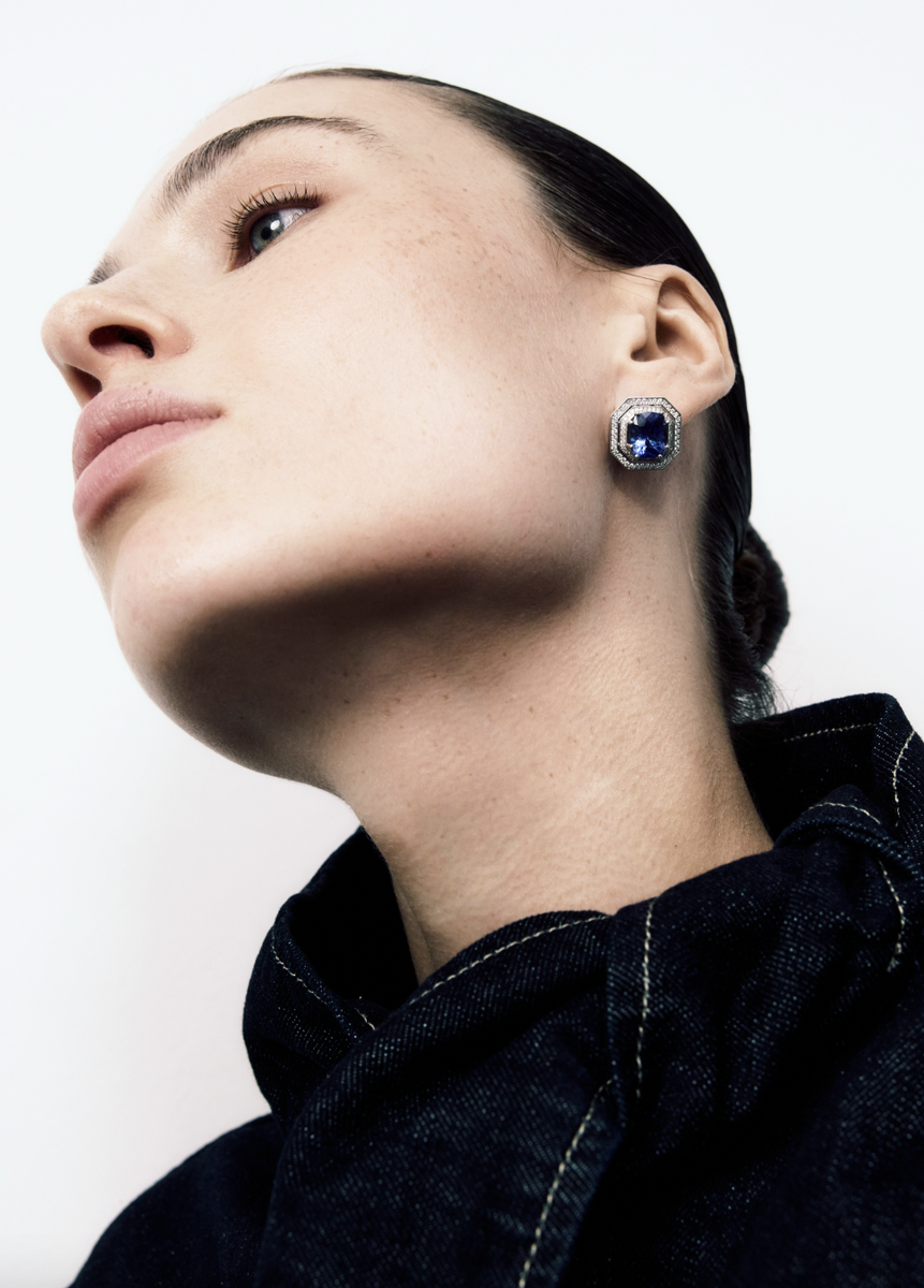 Серьги из белого золота с бриллиантами и танзанитами Herald Percy Diamonds арт. 82693