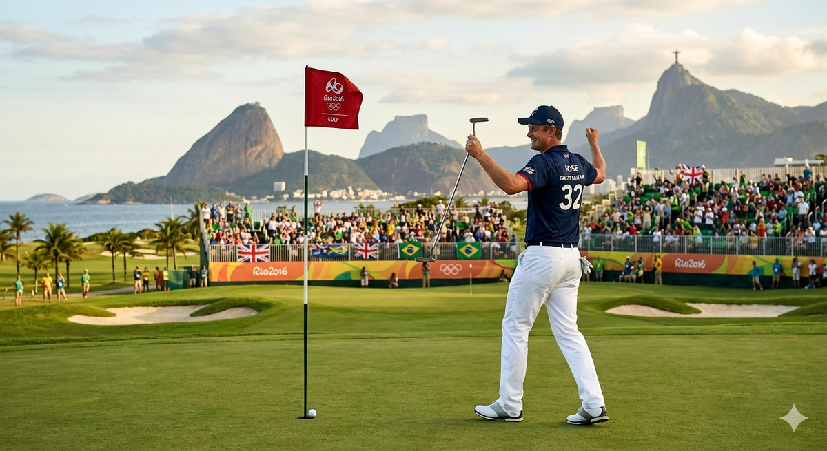 Исторический момент в Рио: золото Джастина Роуза и триумфальное возвращение гольфа на Олимпиаду спустя 112 лет. Изображение сгенерировано с помощью ИИ.
