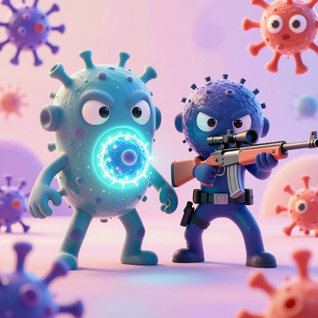 Т-киллер и Естественнфй киллер. Изображение создано нейросетью Алиса AI